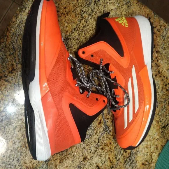 Rare 2014 Adidas Mens Basketball Shoes Sneakers Orange Black Lace Up S84205 14.5